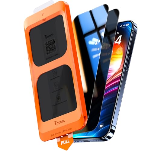 TOCOL 2 Pack for iPhone 14 Pro Max Privacy Screen Protector 6.7-Inch True 25Anti Spy Instant Installation 16FT Military Grade Shatterproof Tempered Glass Case Friendly Coverage Protection