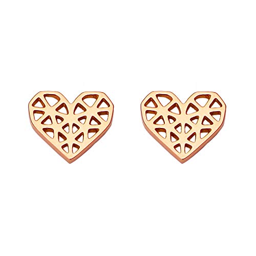ZLESAGII Damen Herz Ohrringe Glanz Herzchen Ohrstecker Edelstahl Rose Gold Cover