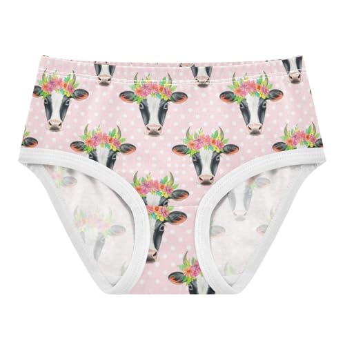 Joisal Floral Cow Heads Light Pink Girls Underwear Toddlers 2t Cotton Cute Panties Girl Colorful Briefs Undies Kids