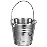 NUOBESTY Cubo de Hielo para Vino de Acero Inoxidable 1,5l Cubo Metálico Grueso con Asa Portátil para Bar y Fiestas Enfriador de Botellas y Bebidas sin Compartimentos