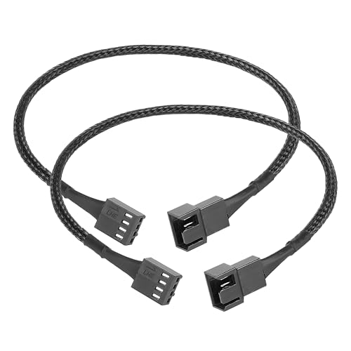 PWM 4 Pin Fan Extension Cable 2-Pack，12 Inches PC Fan Extension Cable, Black