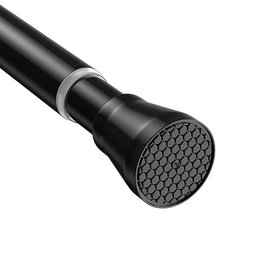AIZESI tringle rideau sans percage 74.5-163 cm Tringle Rideau Extensible - Barre Telescopique Acier Inoxydable Noir pour Salle de Bain, Fenêtre, Porte, Penderie...