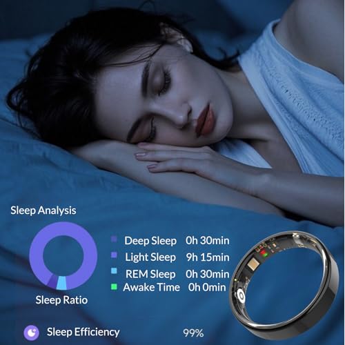 Image of 2026 Smart Ring for Women and Men Ultra Thin 6.0mm Fitness Tracker | Heart Rate Sleep Blood Oxygen Steps and Cycle Monitoring | No Subscription Required (Black, #8)