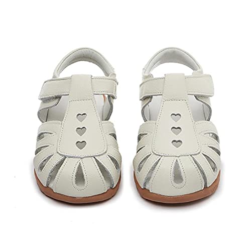 Kid Girl's Leather Closed Toe T-Strap Sandals Summer Ourdoor Cutout Princess Dress Flat Shoes3