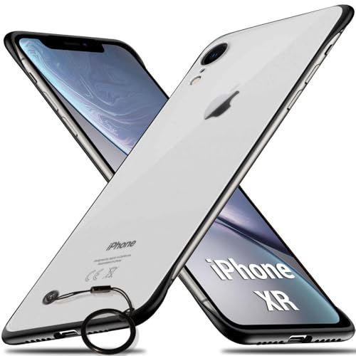 Image of TheGiftKart Hybrid Ultimate Slim Back Case Cover for iPhone XR | Camera & Screen Protection | Frosted Matte Translucent Hard Back Case Cover for iPhone XR (PC & TPU, Black Bumper)