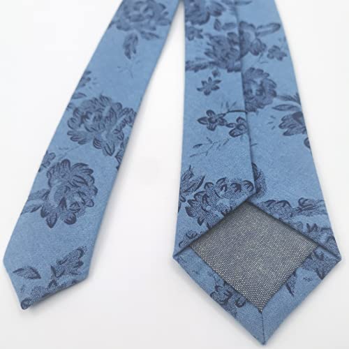 Image of Mantieqingway Men's Cotton Floral Neck Tie 2.56'' Printed Skinny Tie