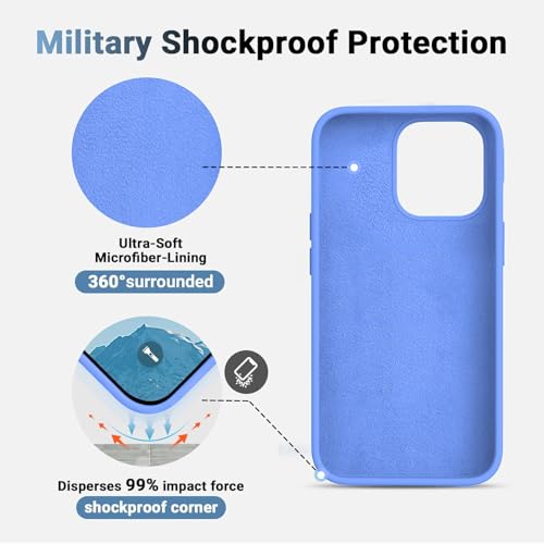 Image of Elzzi Compatible with iPhone 14 Plus Case, Liquid Silicone Case, Full Body Protective Cover, Shockproof, Slim Phone Case, Anti-Scratch Soft Microfiber Lining, 6.7 inch - Azure Blue