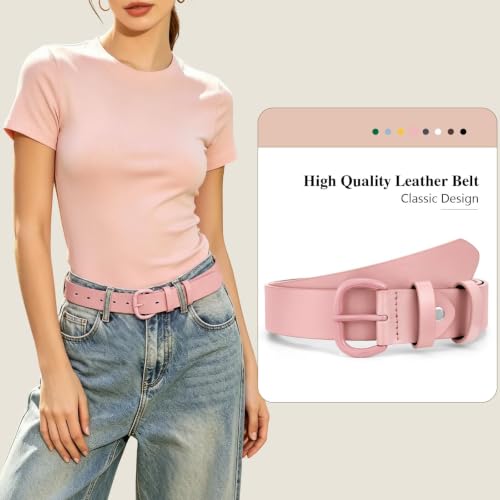 Image of WHIPPY Women Leather Belt for Jeans Pants Dresses Black Ladies Waist Belt with Pin Buckle