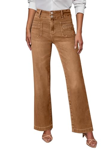 Sidefeel Women's Wide Leg Jeans Woman Fall Outfit Trendy Stretchy