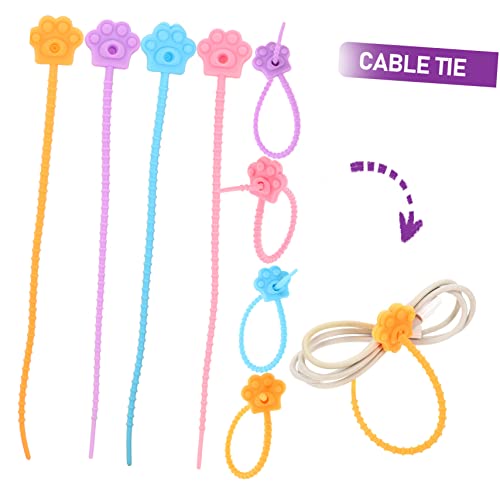 Uonlytech 20 piezas de bridas de silicona para gestión de cables, reutilizables y fáciles de usar miniatura 6