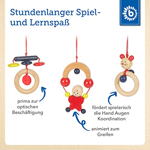 Bieco Spieltrapez | Spielbogen für Babys -Figuren, Rasseln, Kugeln- Höhenverstellbar | Spielebogen Holz Baby… – Bild 6