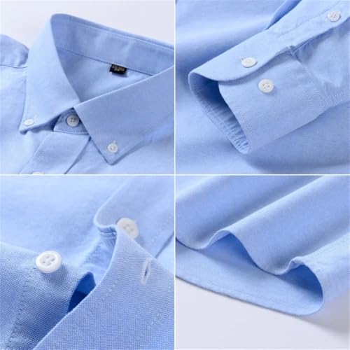 Mens Long Sleeve Cotton Oxford Formal Shirt Casual Regular-Fit Dress Shirts Social Business Blouse4