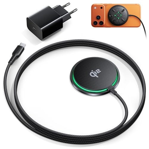 INIU Caricatore Wireless iPhone, Certificato Qi2 Caricabatterie Magnetico 15W Rapido con Raffreddamento, Ricarica Wireless Mag-Safe per iPhone 17 16 15 14 13 12 AirPods 4 3 (con Adattatore USB C 20W)