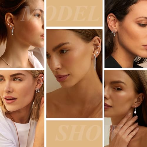 FASACCO 12Pairs Gold Hoop Earrings for Women 14K Gold Plated Cartilage Earring Sets for Multiple Piercing Hypoallergenic Stainless Steel Earrings Dainty Earring Stack Small Hoop Stud Earrings4