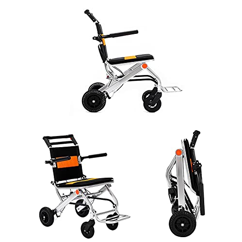 Silla de ruedas de aluminio pequeña y carro de transporte compacto para discapacitados 8