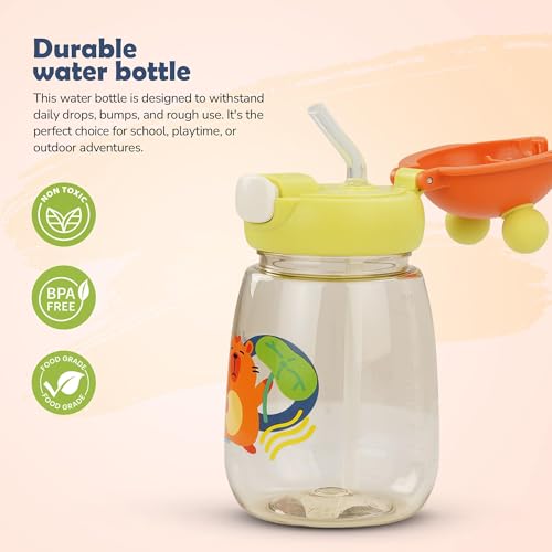 Image of BAYBEE SnowSip Baby Sipper Bottle with Straw for Kids | Spill Proof & BPA Free Safe Sipper | Cute Cartoon Design Smooth Sipping & Neck Strap | Water Bottle for School Kids Boys Girls (540ml, Green)