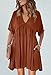 HUUSA Womens Summer Cute Babydoll Swing Flowy Tunic Dress 2023 V Neck Short Sleeve Casual Loose Solid Color Fashion Mini Shift Dresses XLarge Brown