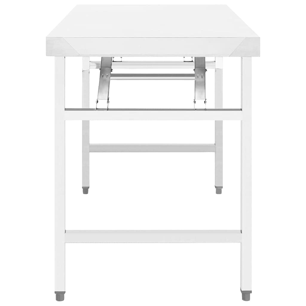 vidaXL Mesa de Trabajo Plegable de Cocina Banco Comida Hostelería Restaurantes Comedores Reuniones Familiares Colegios Acero Inoxidable 120x60x80 cm