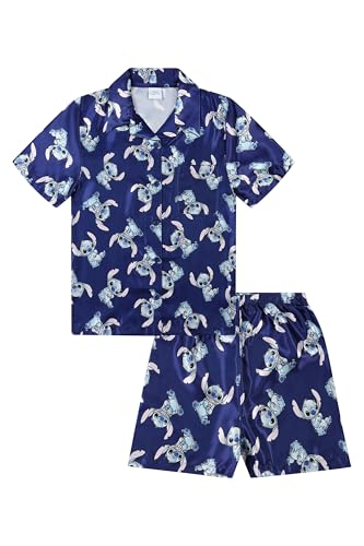 Pyjama Stitch en satin pour fille | Idéal pour les soirées pyjama d'été et nuits douces