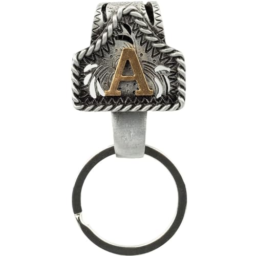 XZYLY Vintage Western Cowboy Letter Keychain Handmade Solid Metal A-Z Initial Key Chain Clip Durable Custom Personality key holder for belt&Pocket&Bag A