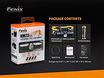 EdisonBright Fenix HM23 V2 300 Lumen LED Headlamp for Camping/Hiking Kids/Children Battery Carry case