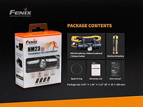 EdisonBright Fenix HM23 V2 300 Lumen LED Headlamp for Camping/Hiking Kids/Children Battery Carry case