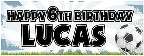 2 Personalised Football Birthday Banners - Football Design 4 (Red)
