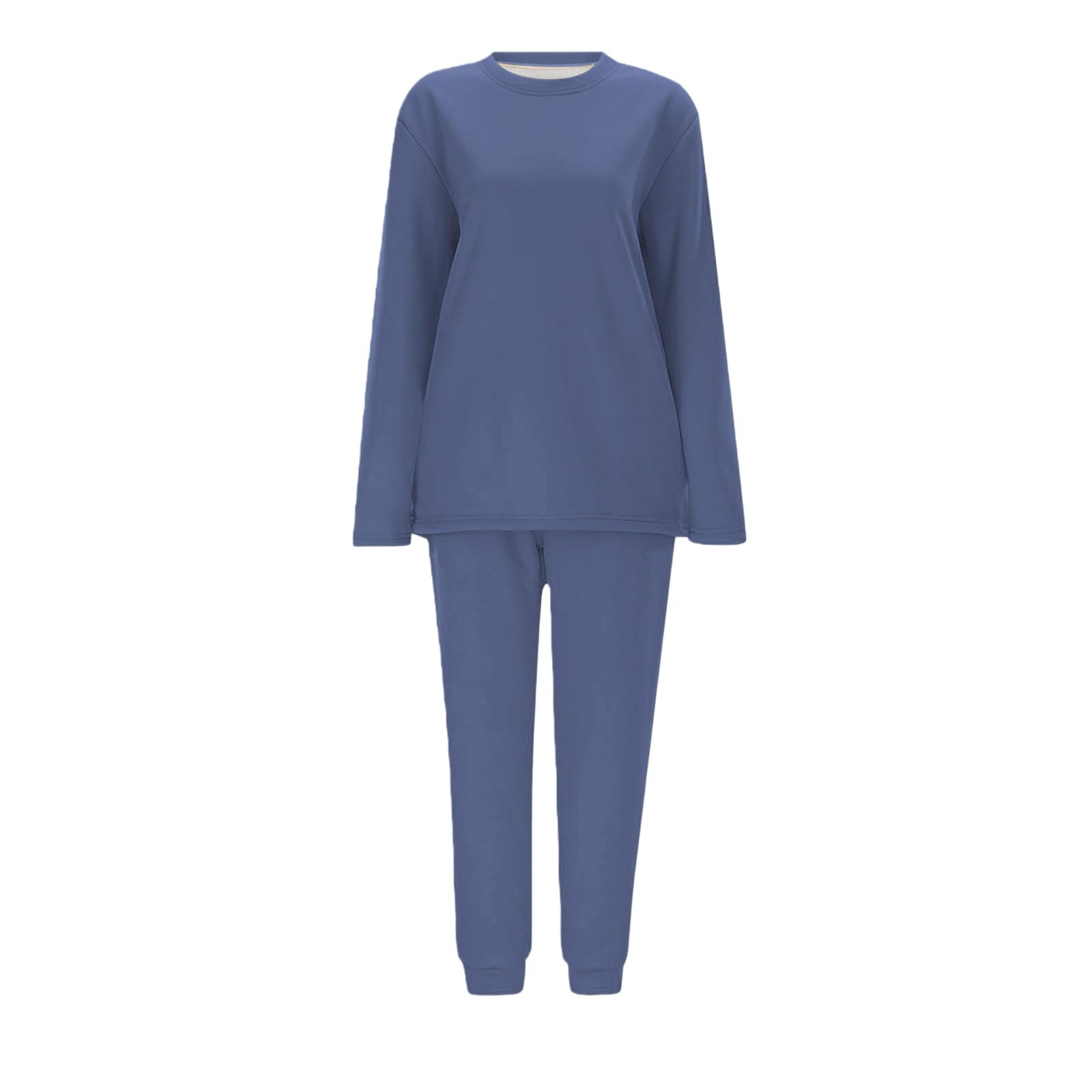 Conjunto de Pijama de Sudadera y Pantalones con Forro para Mujer para Calidez Invernal con Traje de Felpa Tops cómodos y Holgados Ropa de Estar por casa cálida de Invierno para Mujer