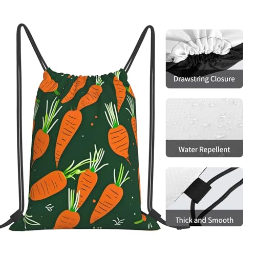 Happy Carrot Print Lightweight Soccer Backpack,Yoga Sackpack,Cinch Sack,Drawstring Sports Gym Bag For Women Men4