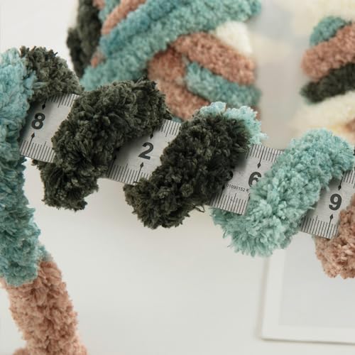 Image of MABOZOO Tie Dye Chunky Yarn for Crocheting 8 Pack,Fluffy Jumbo Chenille Yarn,Soft Plush Yarn Bulky,Giant Thick Fuzzy Yarn for Hand Knitting or Arm Knitting,Green Multi (26 yds,8 oz Each Skein)