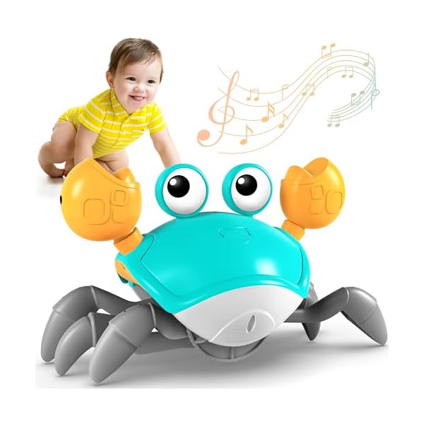 Crawling Crab Toy, Infant Tummy Time Baby Toys, Fun Interactive Dancing Walking Moving Toy Babies Sensory Induction Crabs with Music, Baby Toys 0-6 to 12-18 Months Boys Girls Toddler Birthday Gifts