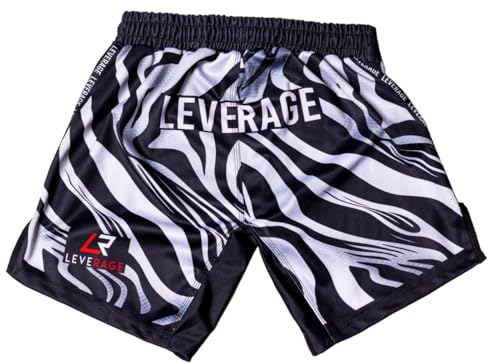 Leverage Mens MMA BJJ Shorts - NoGi Jiujitsu, Kickboxing, Surfing, Summer, Gym, Workout - Mens Gift (UK, Numeric, 36, 38, Regular, Regular, ZEBRA)