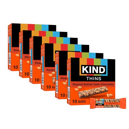 KIND THINS Peanut Butter Dark Chocolate Bars, Gluten Free Snacks, 4g Sugar, 0.74 OZ Bars (60 Count)