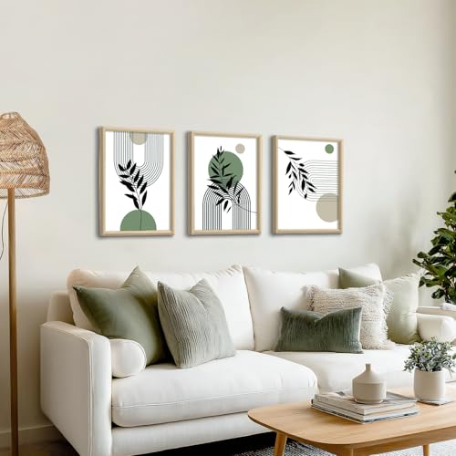 Boho vert sauge tableau decoration murale abstrait géométrique maison - 6