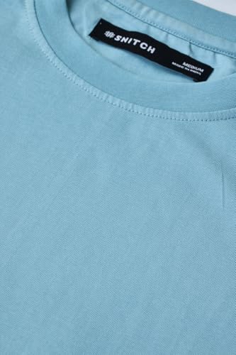 Image of SNITCH Men T-Shirt | Minimalist Regular Fit & Short Sleeve Styling | 100% Breathable Cotton Casual Wear T-Shirt & Durable Knit Plain Weave Everyday Summer Essential