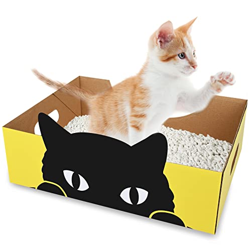 15 Pack Disposable Litter Box Quick And Easy Disposal Cardboard Cat Litter Tray Light-Weight Disposable Kitty Litter Pan Suitable For Cats/Hamster/Guinea Pig/Mice/Rabbit #TOP5