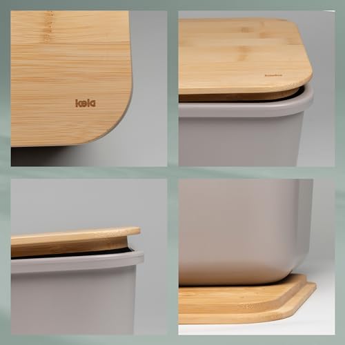 Boîte à pain grise kela APART 38cm avec couvercle bambou - 6