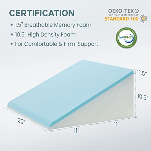 Folding Bed Wedge Pillow - Adjustable 9&12 Inch Memory Foam Incline Cushion System For Legs And Back Support - Machine Washable Pillow For Relieving Acid Reflux, Heartburn, Snoring And Gerd #TOP2