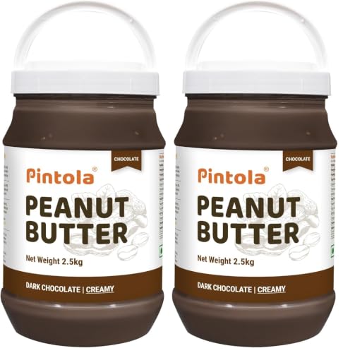 Image of Pintola Peanut Butter Chocolate Flavour Creamy 2.5kg -18.6g Protein & 5.2g Dietary Fiber, Made with Premium Roasted Nuts & Cocoa, Gluten Free, Zero Cholesterol & Trans Fat, Vit E & B3, Dark Chocolate