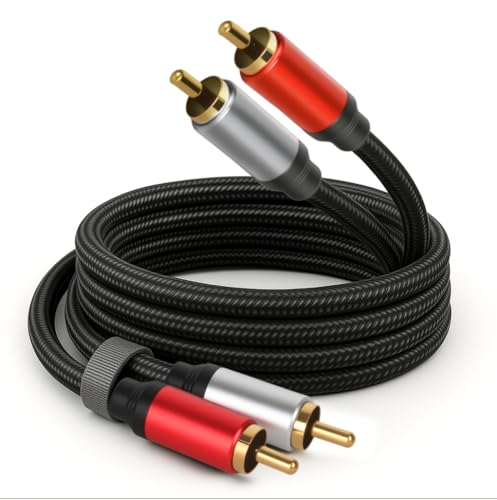 Câble audio 2RCA vers 2RCA 5m avec double blindage et connecteurs en or inaltérables
