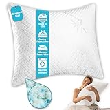 Xtreme Comforts Memory Foam Pillows Made in The USA - Standard Size, Slim Cooling Pillow for Sleeping on Side, Back & Stomach - Firm and Soft Bed Pillows