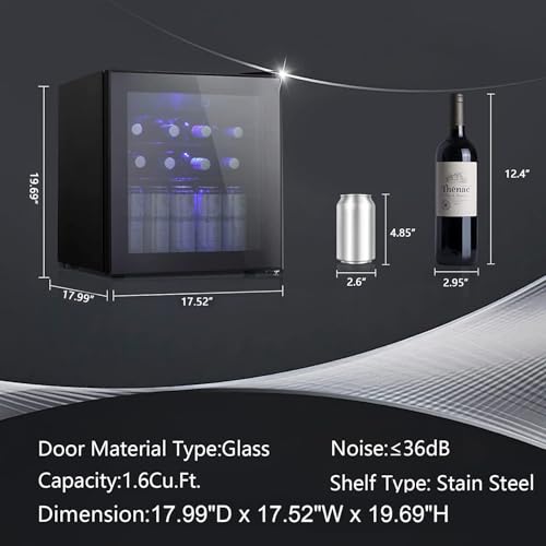 Image of Antarctic Star Mini Fridge Cooler - 70 Can Beverage Refrigerator Glass Door for Beer Soda or Wine -Small Drink Dispenser Machine Removable for Home, Office or Bar Chiller, 1.6cu.ft