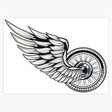 Motorcycle Wheel with Wing Sticker Decal Car Window Water Bottle 5'