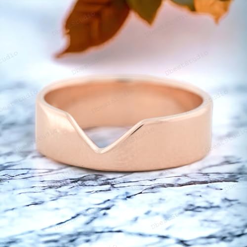 18K Gold V Shape Matching Band Wedding Band V shape Gold Band For women Band Ring Bridesmaid Band For Women4