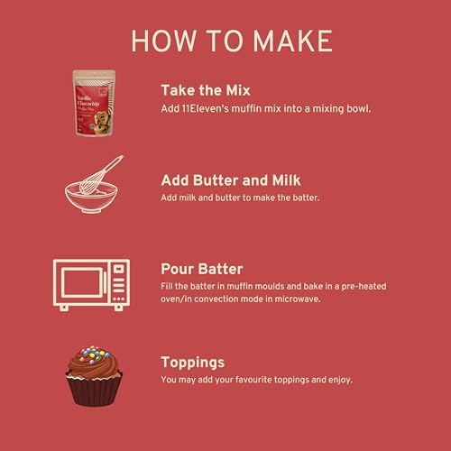 Image of 11Eleven Bakery Healthy Muffin Mix |Vanilla Chocochip, 230gm each Pack of 5 | Healthy Muffin Mix| Millet Muffin Mixes