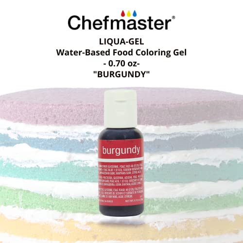 Chefmaster Burgundy Liqua-Gel® Food Coloring | Vibrant Color | Professional-Grade Dye For Icing, Frosting, Fondant | Baking & Decorating | Fade-Resistant | Easy-To-Use | Made In Usa | 0.70 Oz #TOP6