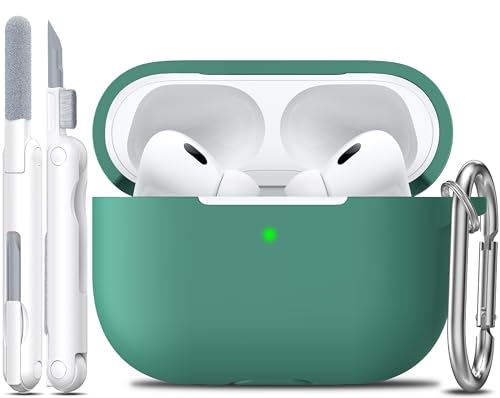 R-fun AirPods Pro ��2����/��1����P�[�X�J�o�[�A�N���[�j���O�L�b�g�ƃL�[�`�F�[���t���AApple AirPods Pro 2023/2022/2019�[�d�P�[�X�p���S�ی�V���R���P�[�X - �p�C���O���[��