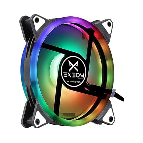 Exeom Ventilador 120mm MXSilent RGB de 12 cm, Enfriador Ultra Silencioso con Luces LED conexion 4 pines fuente alimentacion
