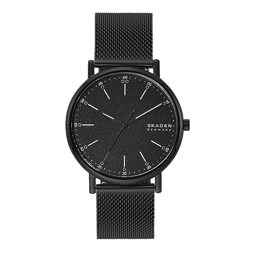Skagen Montre pour homme Signatur, mouvement à trois aiguilles, boîtier en acier inoxydable Midnight de 40 mm avec bracelet en maille d'acier inoxydable,...
