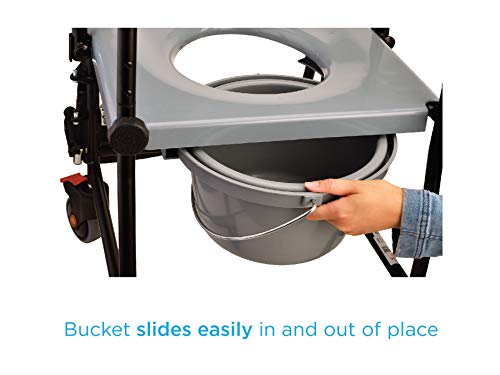 NOVA Medical Products Drop Arm (for Easy User Transfer) Transport Chair Commode, Rolling with Locking Wheels & Removable Padded Seat, Hammertone 1 Count